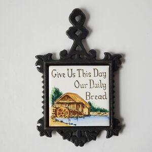 Vintage Handpainted Tile Trivet made in Japan Prayer Cottage
